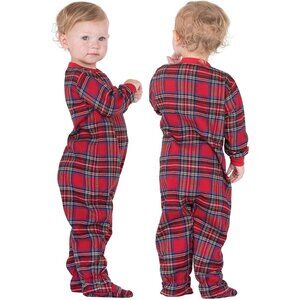 Family Pajamas Matching Baby Brinkley Plaid Footed Pajama Red  Size 12 Months